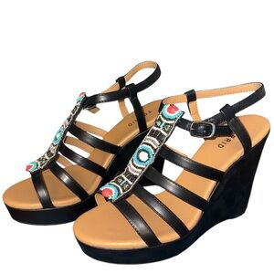 Torrid Black Multi-Color Beaded Wedges
